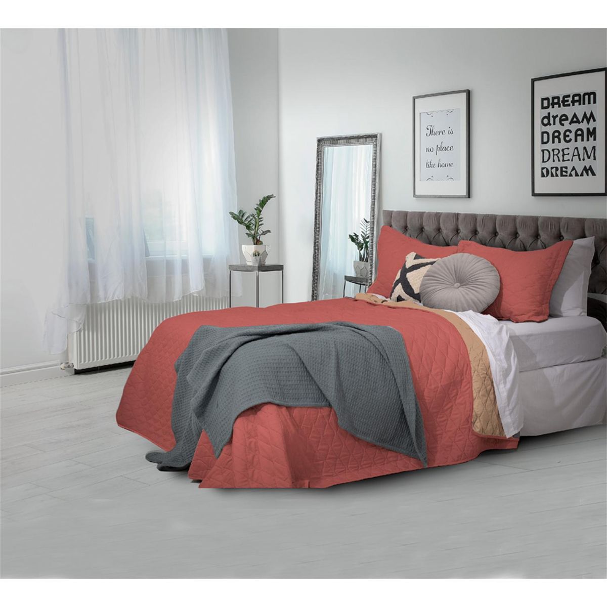 WINDSOR - Cubrecama Quilt 1.5 plazas Rojo