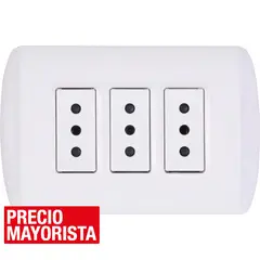 BTICINO - Tomacorriente triple Armado 10 A Blanco