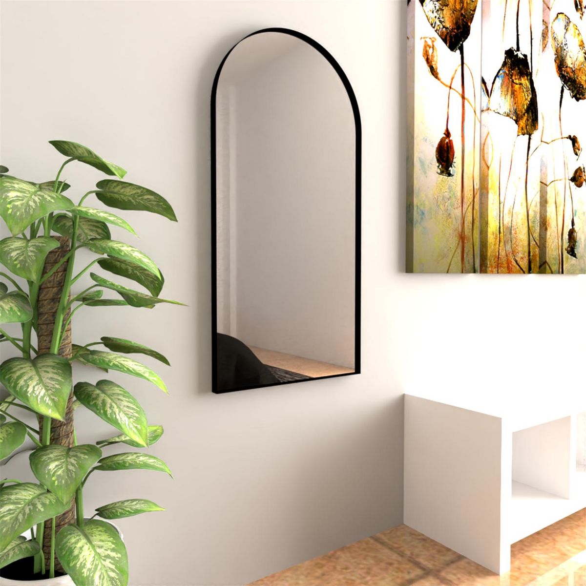 TUHOME - Espejo Decorativo Forma Rectangular 45x90 cm Negro Goliat