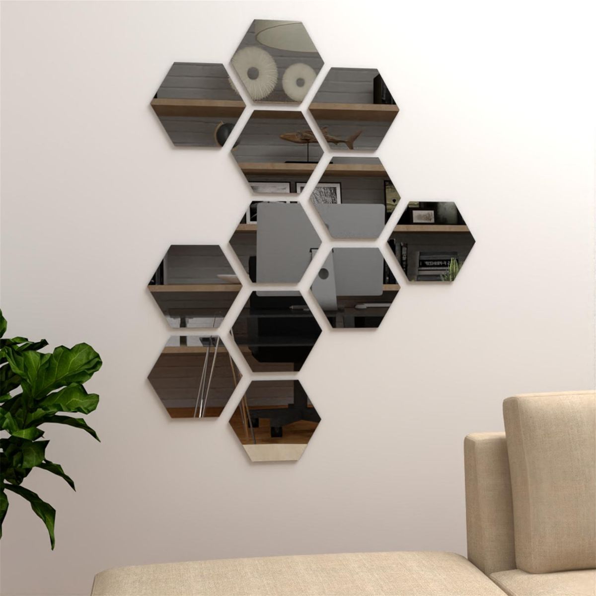 TUHOME - Espejo Decorativo Hexagonal 23x20 cm Lirio