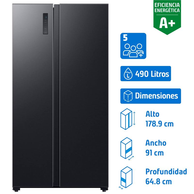 SAMSUNG - Refrigerador Side by Side No Frost 490 Litros Black RS52B3000B4/ZS