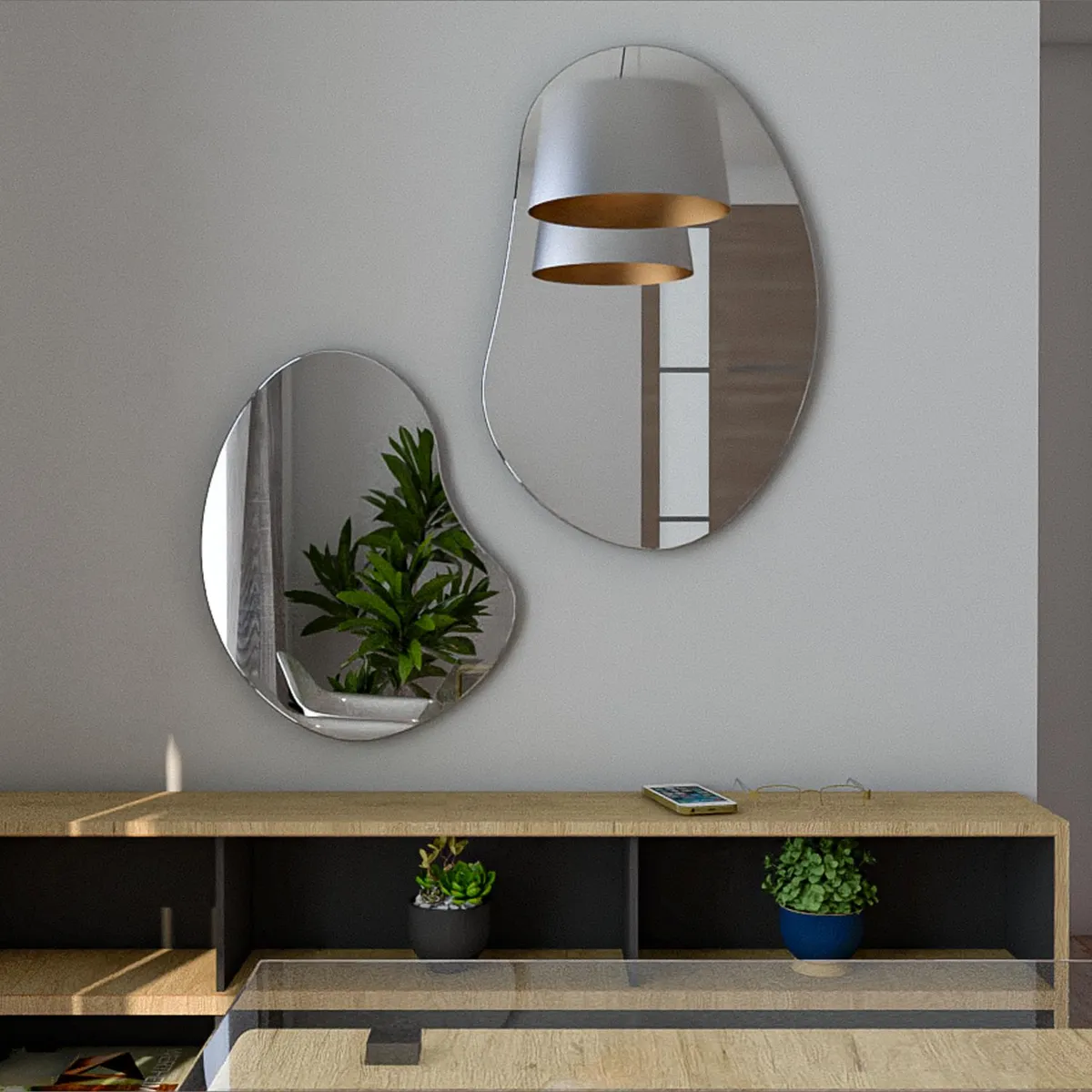 TUHOME - Espejo Decorativo Ondulada 53.5x80.5 cm 2 Piezas Leo