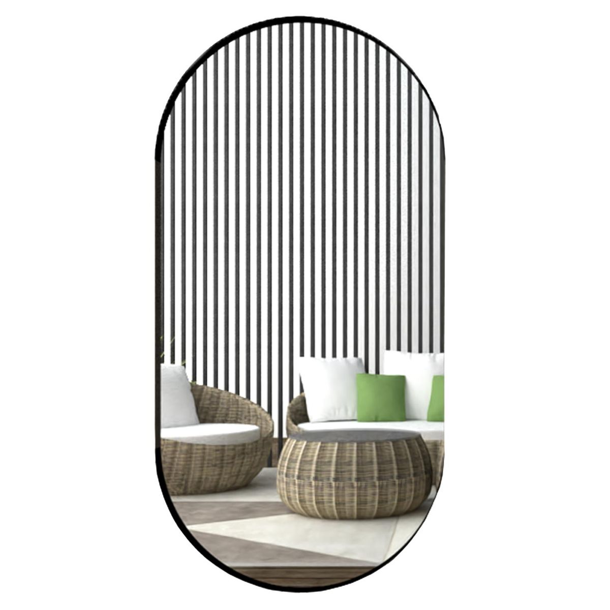 TUHOME - Espejo Decorativo Forma Rectangular 50x100 cm Negro Lukman