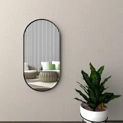 TUHOME - Espejo Decorativo Forma Rectangular 50x100 cm Negro Lukman