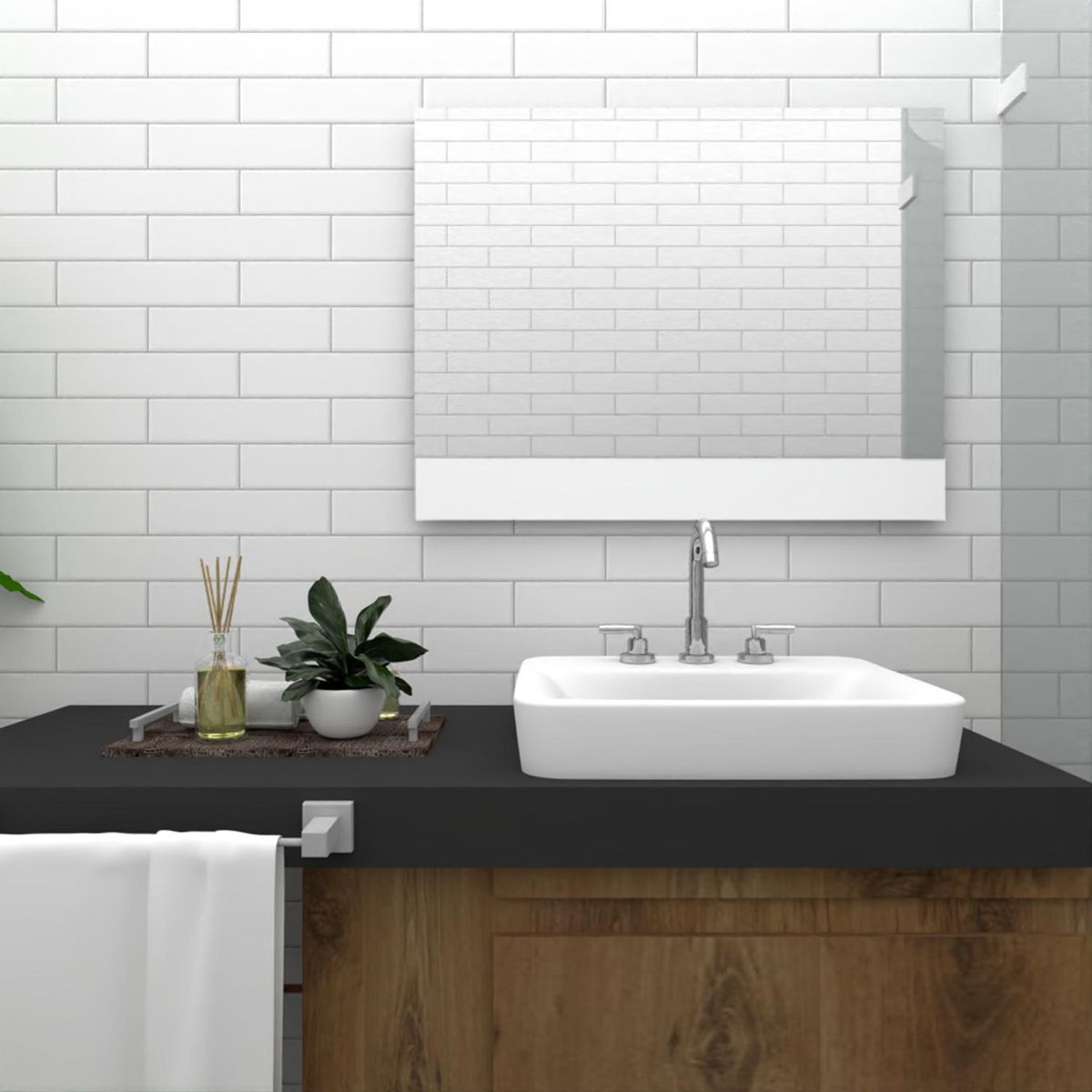 TUHOME - Espejo Baño Rectangular 90x70 cm Palermo