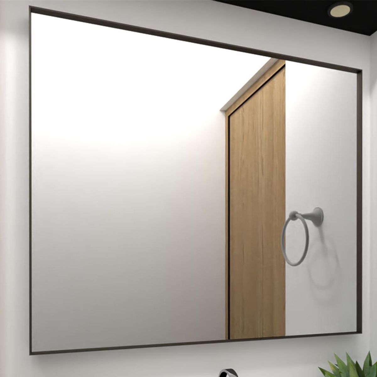 TUHOME - Espejo Baño Forma Rectangular 65x75 cm Negro Onix