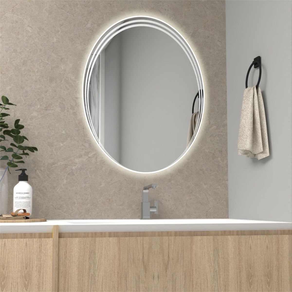 TUHOME - Espejo Baño Ovalada 70x55 cm Zahara