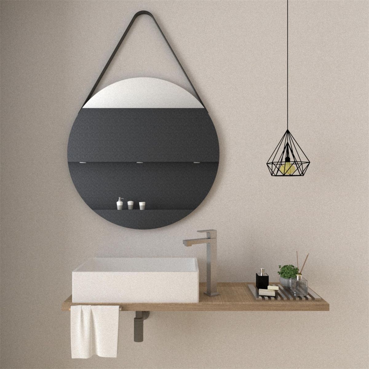 TUHOME - Espejo Baño Redonda 60x60 cm Lisboa