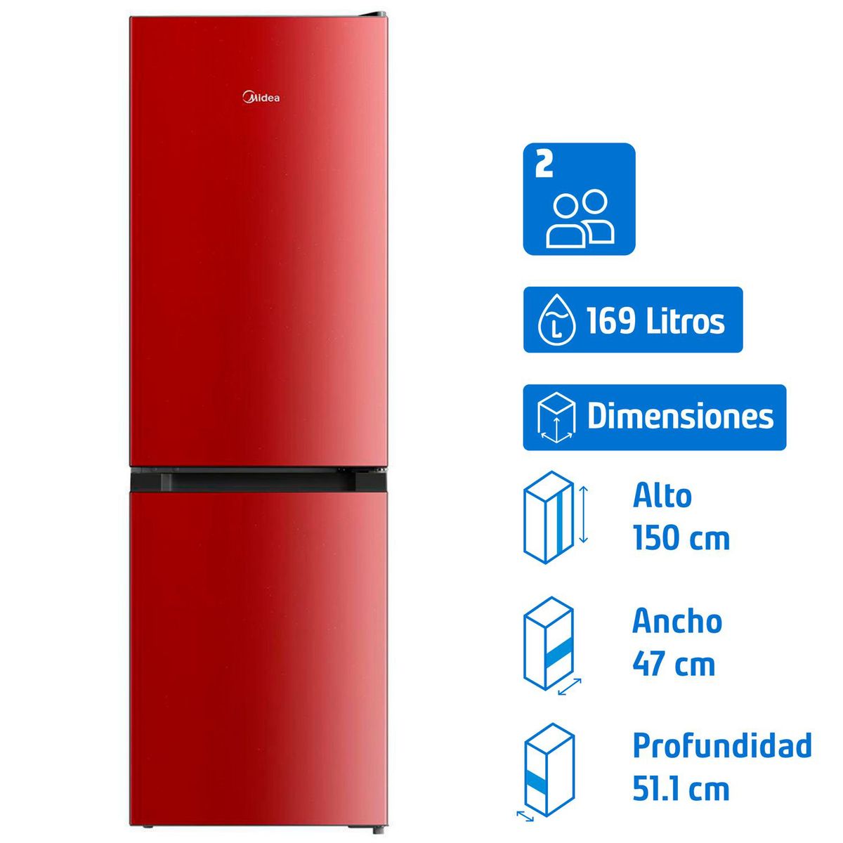 MIDEA - Refrigerador Bottom Freezer Frío Directo 169 Litros MDRB241FGE13