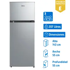 MIDEA - Refrigerador Top Freezer Frío Directo 207 Litros Silver MDRT294FGE50