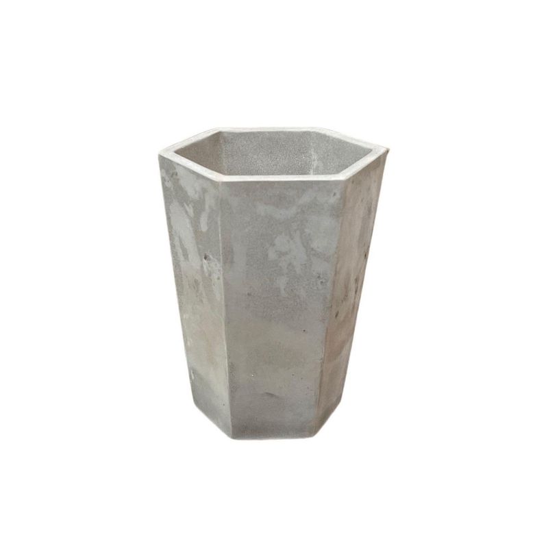 POTTERY - Macetero Hexagonal de Cemento 9.8x11 Gris