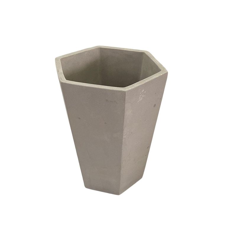 Macetero Hexagonal de Cemento 12.3x13.9 Gris