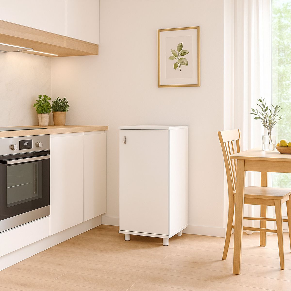 TECNOMOBILI - Organizador cocina con 1 puerta blanco bl3306 76x33,5x38,5 cm espesor 15mm