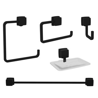 Kit de Accesorios de bao 5 piezas prato negro mate