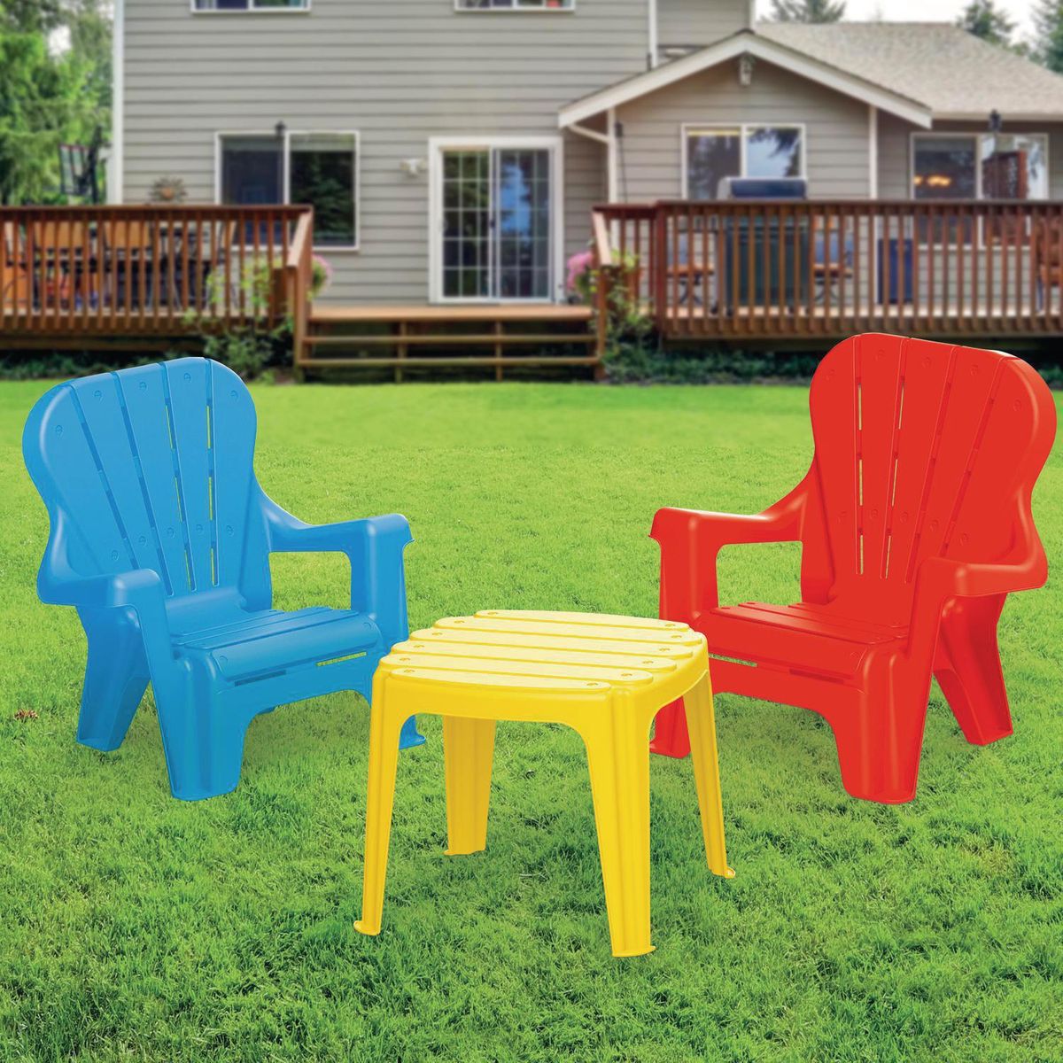 DOLU - Set de Mesa y Dos Sillas Infantil 45x45x35 cm Multicolor