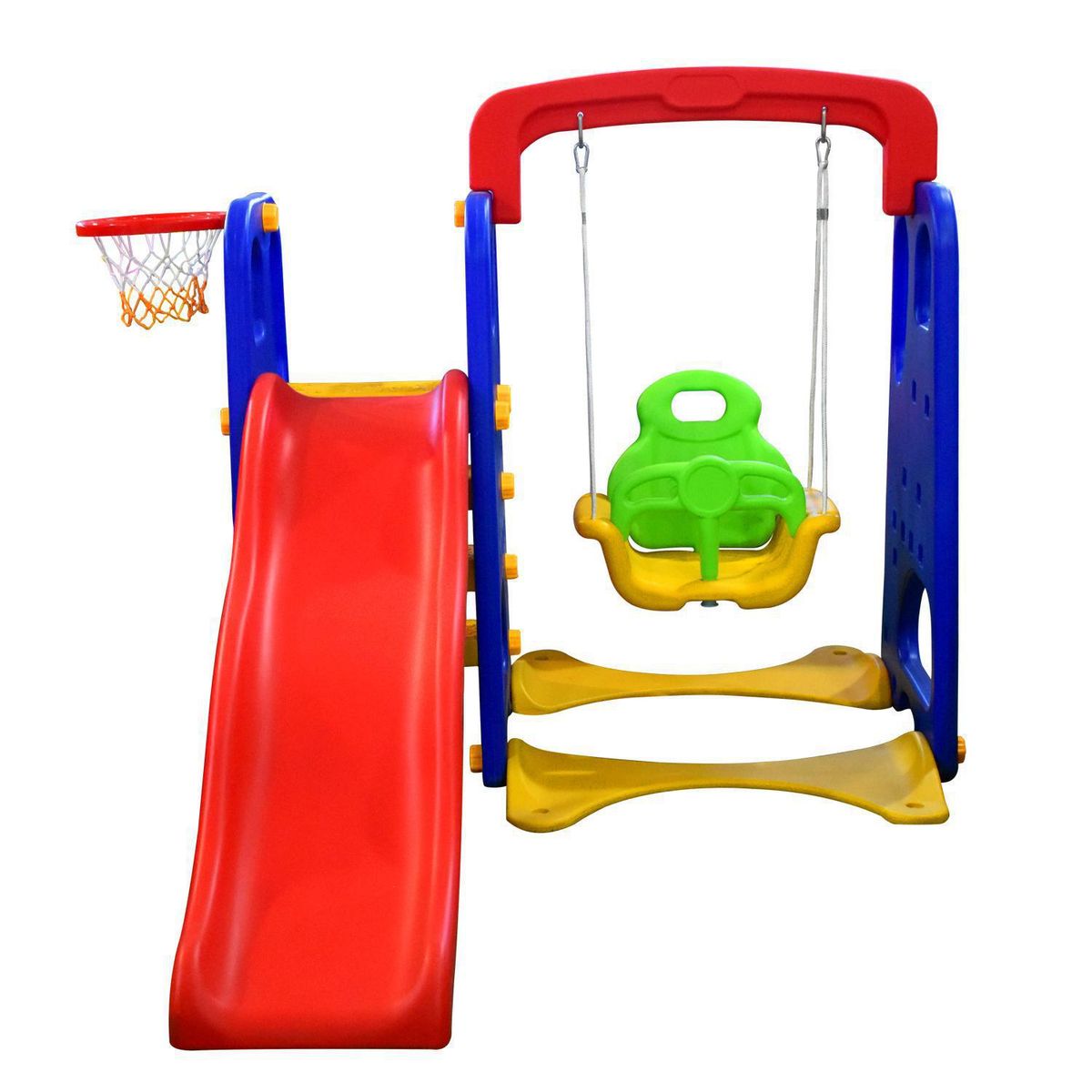 GAME POWER - Centro De Juegos 3 En 1: Resbalin + Columpio + Aro De Basket
