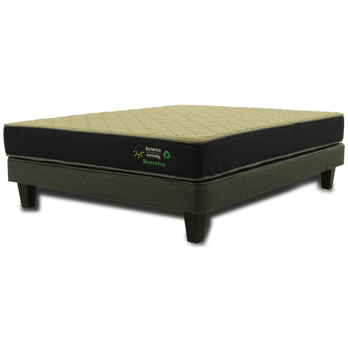 MANTAHUE - Cama 2 plazas Europea High Resilience Negro/Gris