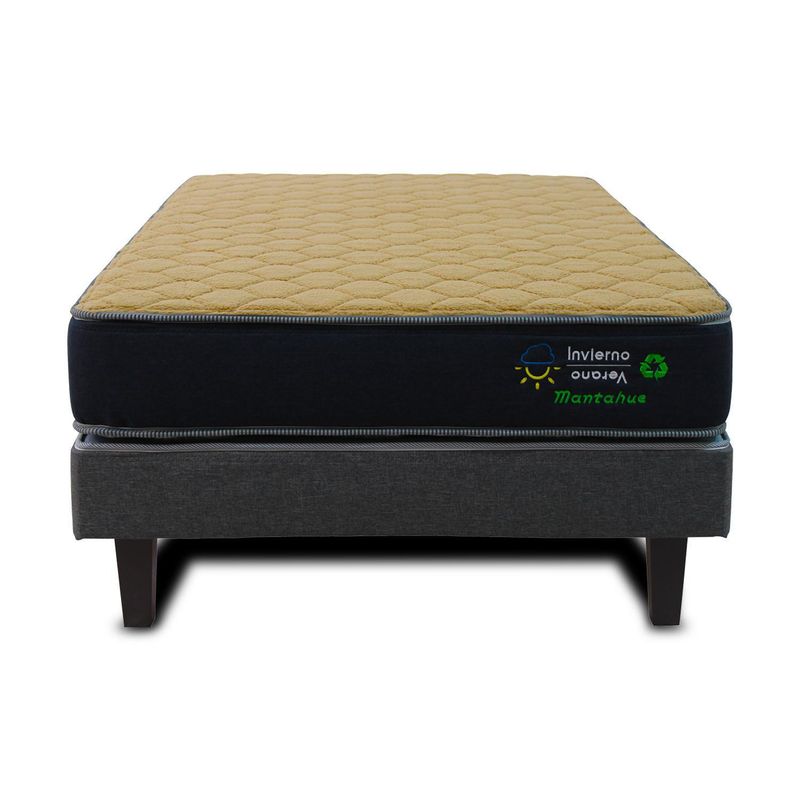 MANTAHUE - Cama Europea High Resilience 1.5 plazas Negro/Gris