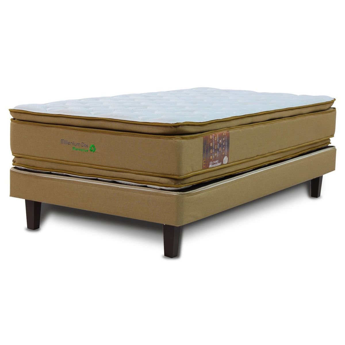 MANTAHUE - Cama 1.5 plazas Europea High Resilience Millenium 2 Arena Oscuro