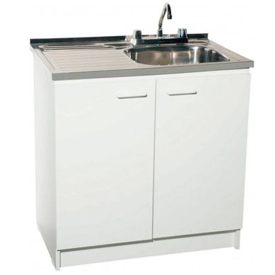 Kit mueble blanco lavaplatos 80 izquierdo+monomando+mueble aereo 80