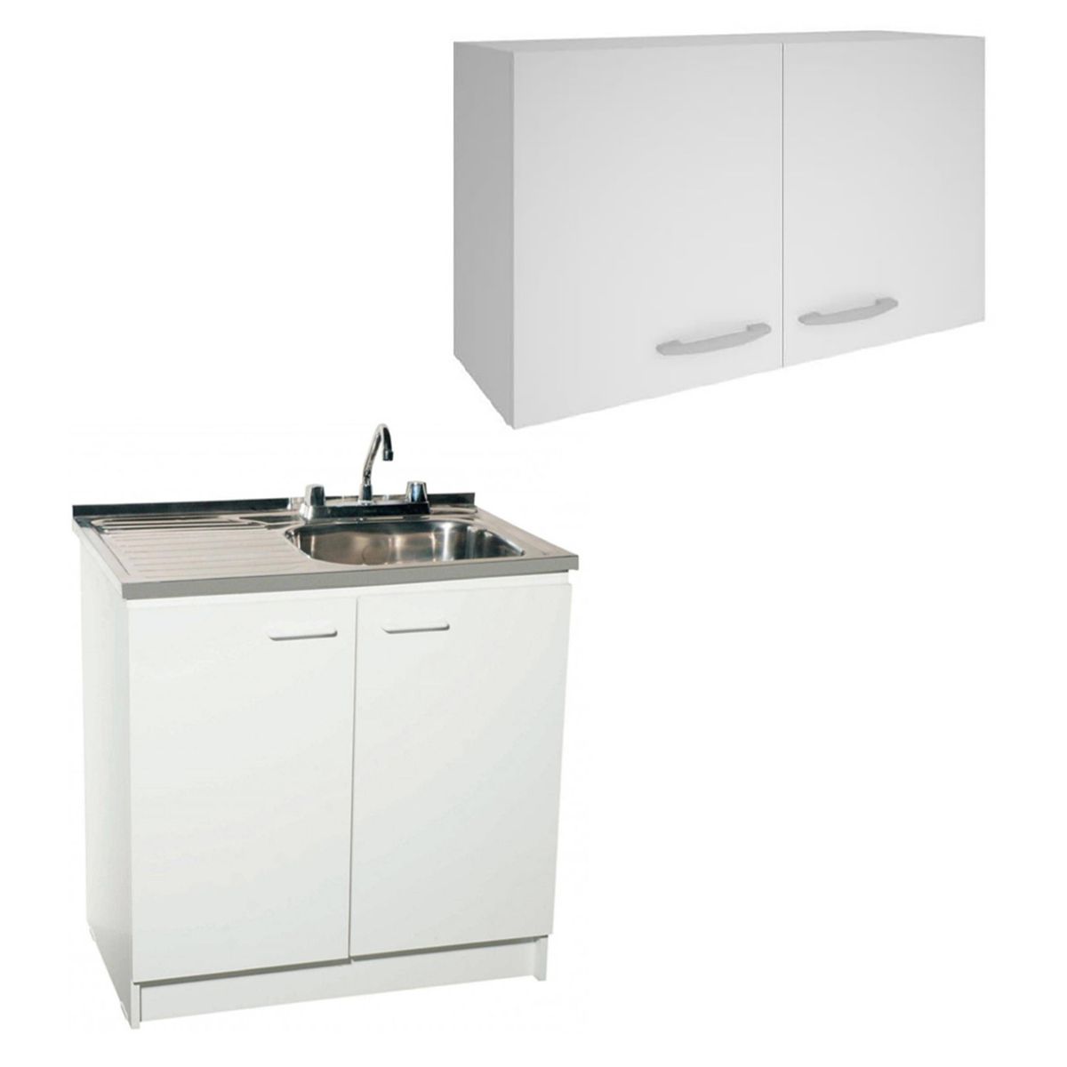 TEBISA - Kit Mueble/Mueble Aereo Blanco/Lavaplatos Iaquierdo 80 cm/Grifería