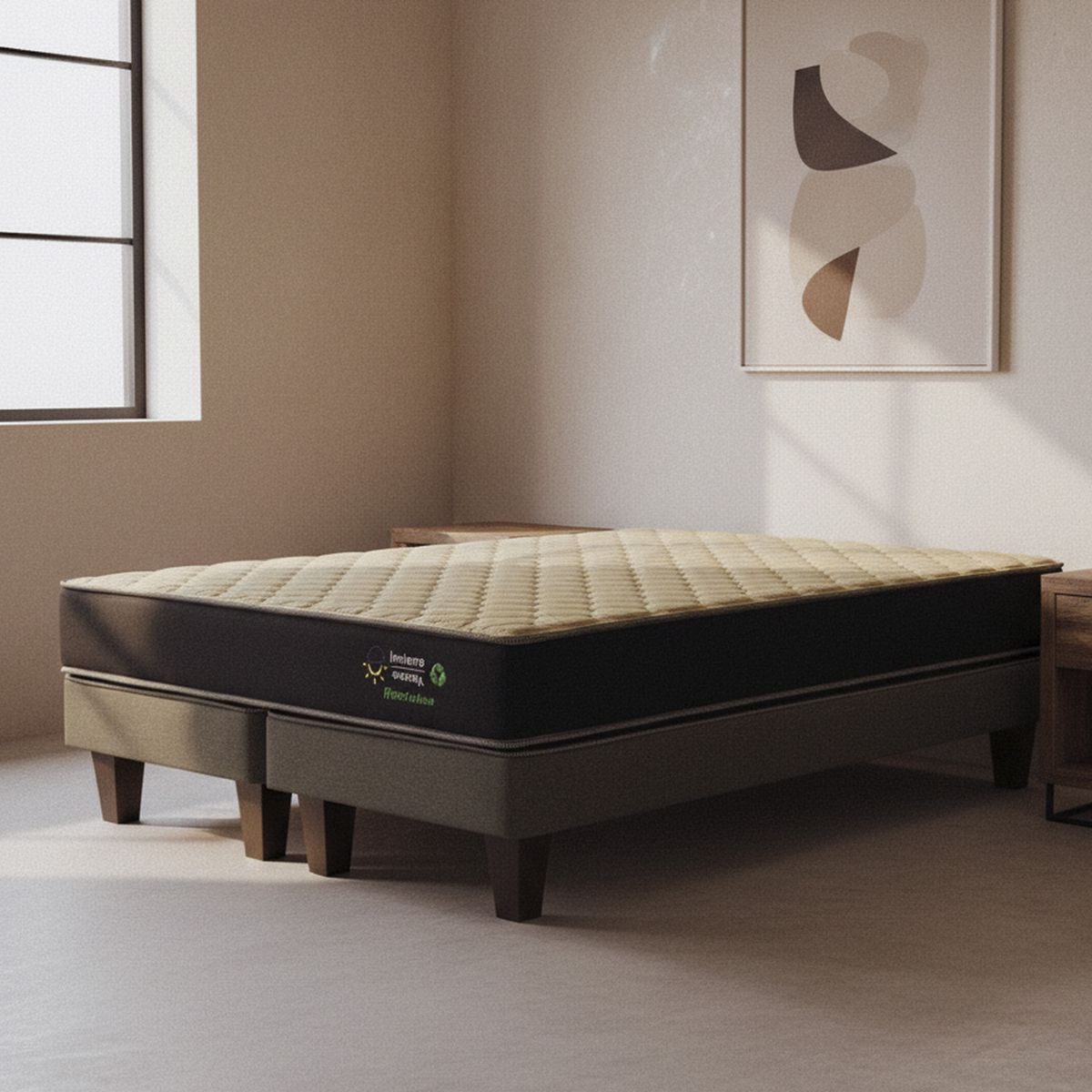 JUST HOME COLLECTION - Cama King Europea High Resilience Negro/Gris