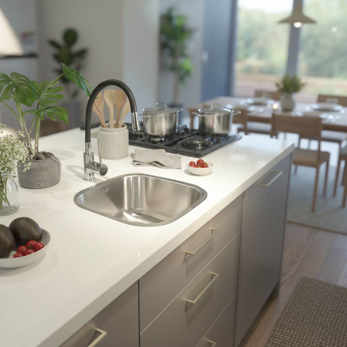 TEBISA - Lavaplatos Bajo Cubierta 1 Cubeta(s) 41x20x41 cm Acero inoxidable