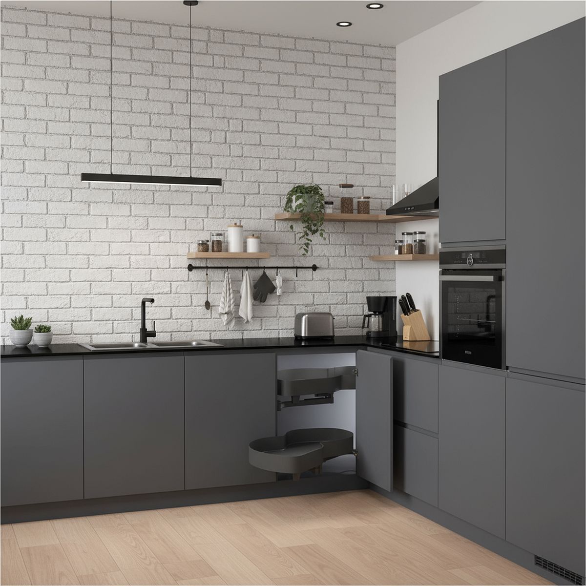 KUTZ - Gemela extraíble izquierdo para muebles antracita 900mm kutz