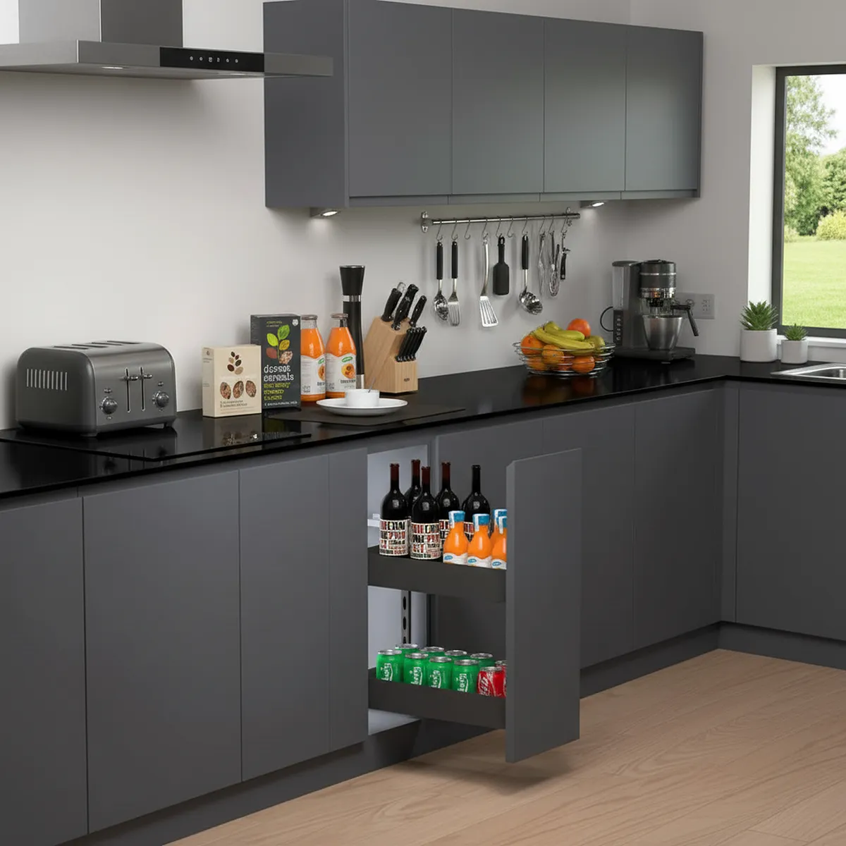 KUTZ - Cesta extraíble para muebles 250mm antracita kutz