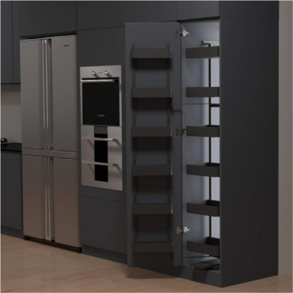 KUTZ - Despensa extraíble para mueble 1 puerta 6 cestos antracita