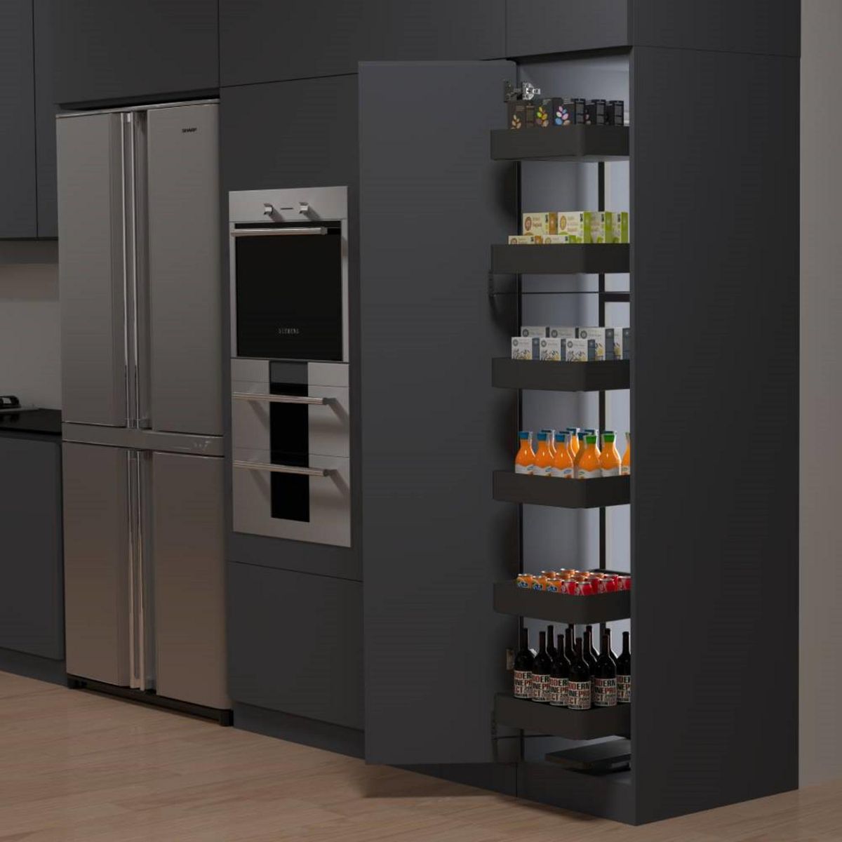 KUTZ - Despensa extraíble 6 cestos para mueble 600mm antracita