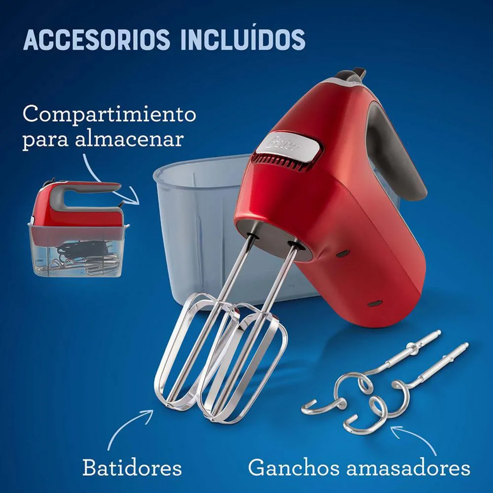 Oster Batidora de Mano 7 Velocidades FPSTHM360R Rojo, foto 4