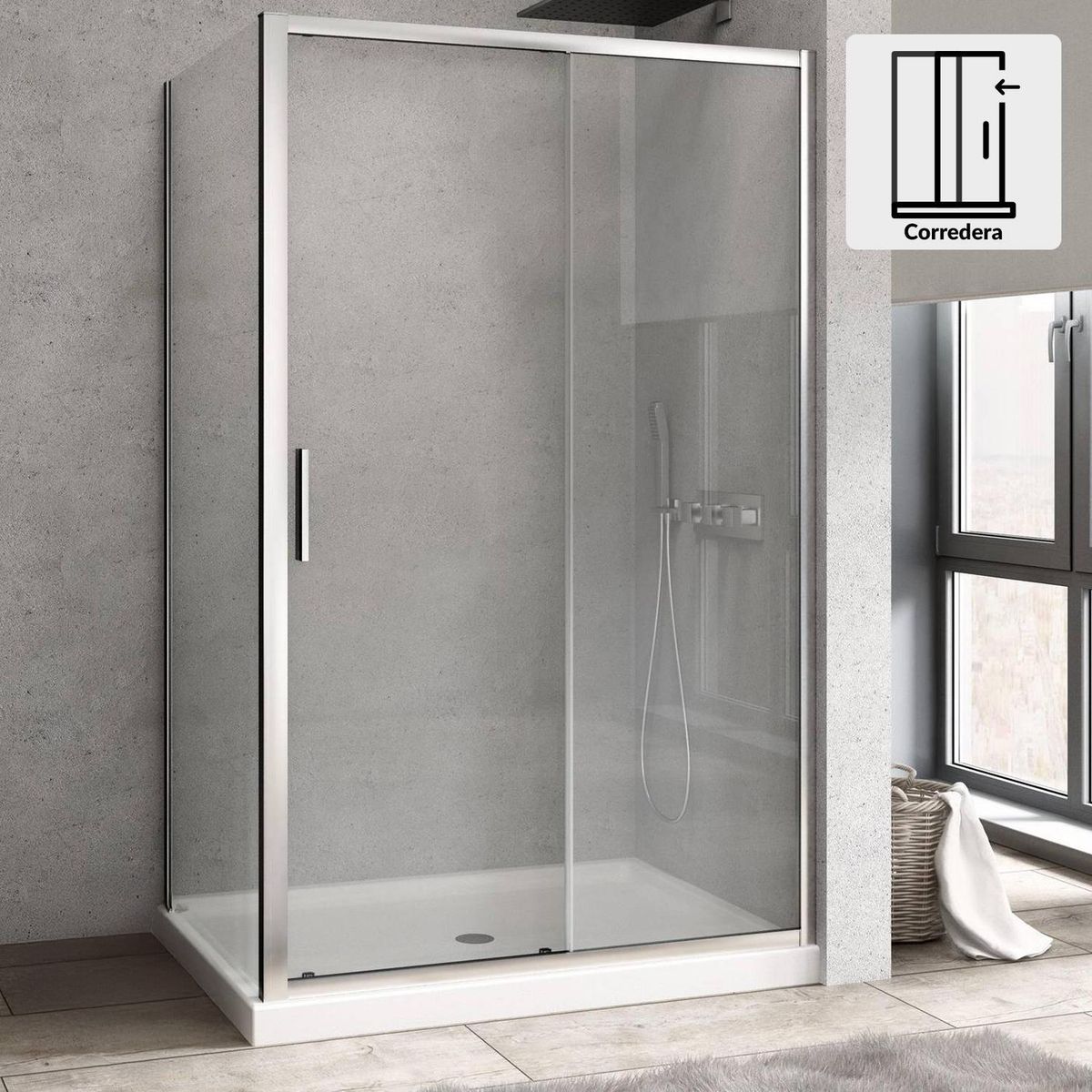 DUSCHY - Set mampara corredera para cierre esquina 110 x 80 cm