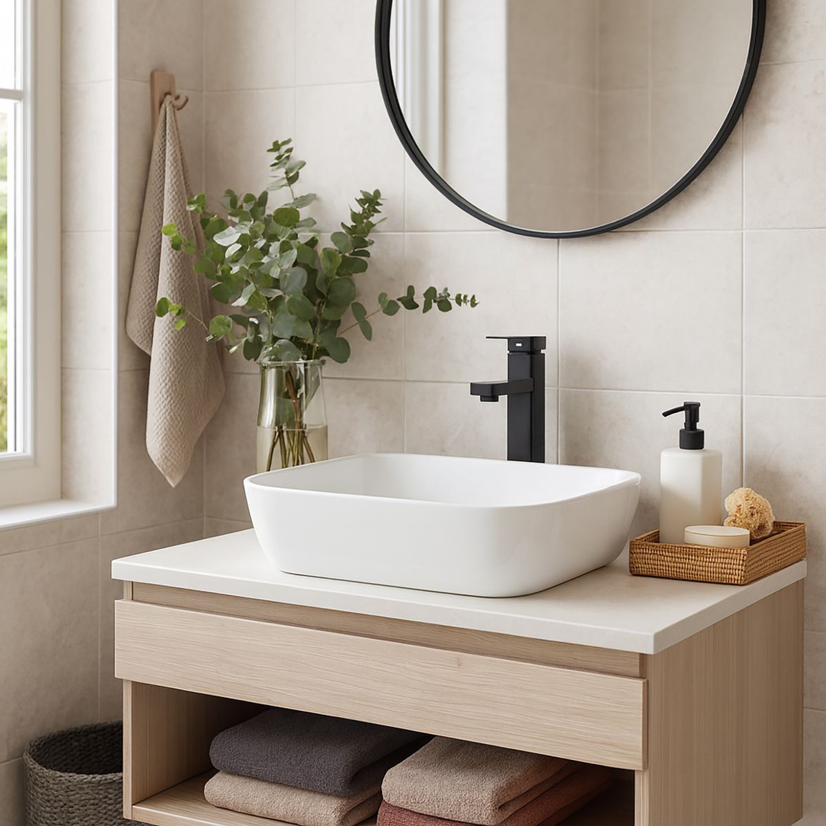 DOMSA - Lavamanos Sobrepuesto Forma Rectangular Loza 45.5x13.5x32 cm Blanco