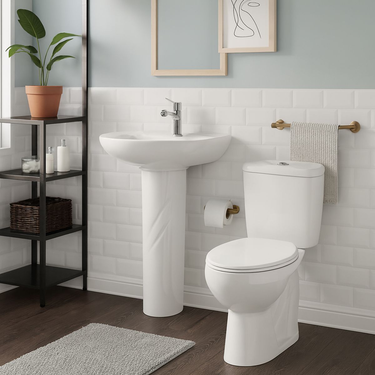 DOMSA - Lavamanos Forma Ovalada Loza 43x54x36 cm Blanco