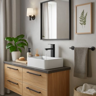 Imagen 2 del producto Lavamanos Sobrepuesto Forma Rectangular Loza 37x12x23.5 cm Blanco