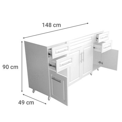 Imagen 2 del producto Mueble base de cocina blanco sin cubierta 148x49x90