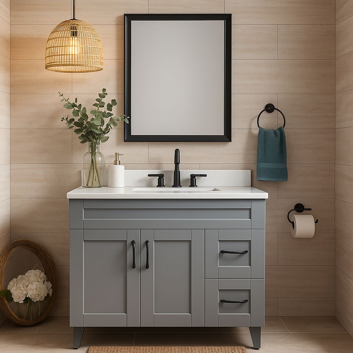 DOMSA - Mueble vanitorio deluxe 100 cm gris (sin cubierta)