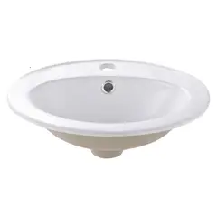 DOMSA - Lavamanos Sobrepuesto con Forma Ovalada Loza 36x16x41.5 cm Blanco
