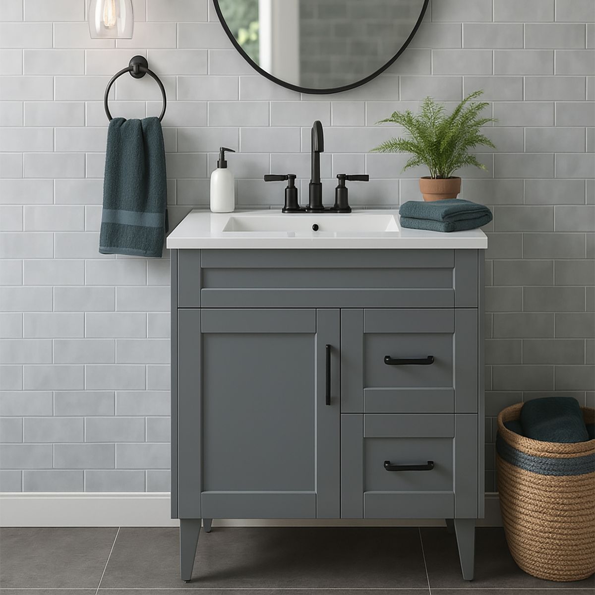 DOMSA - Mueble vanitorio deluxe 70 cm gris (sin cubierta)