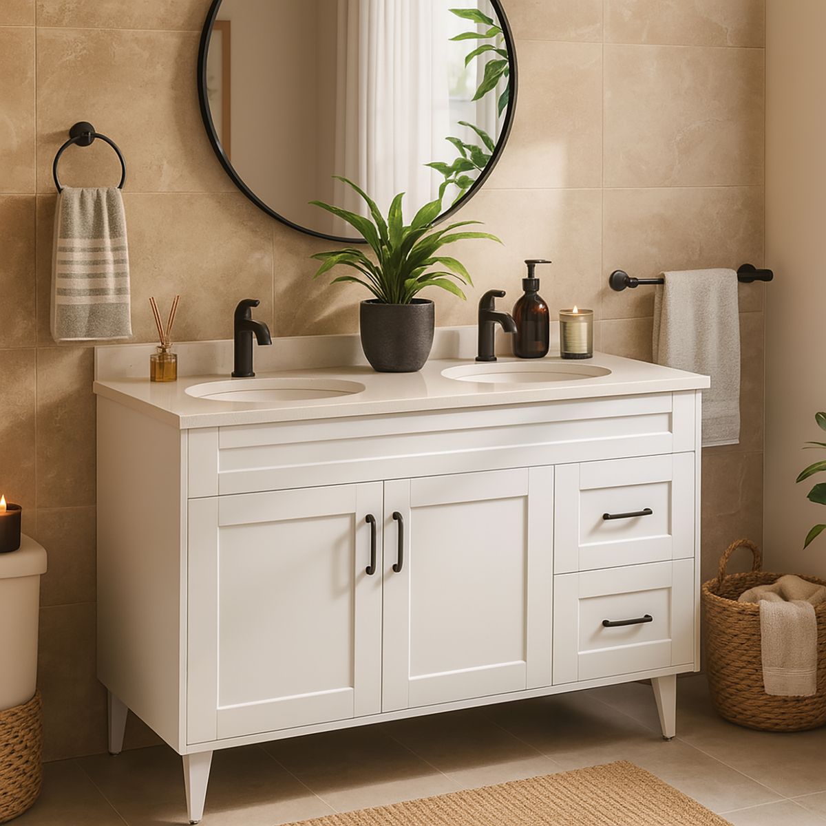 DOMSA - Mueble vanitorio deluxe 120 cm blanco (sin cubierta)