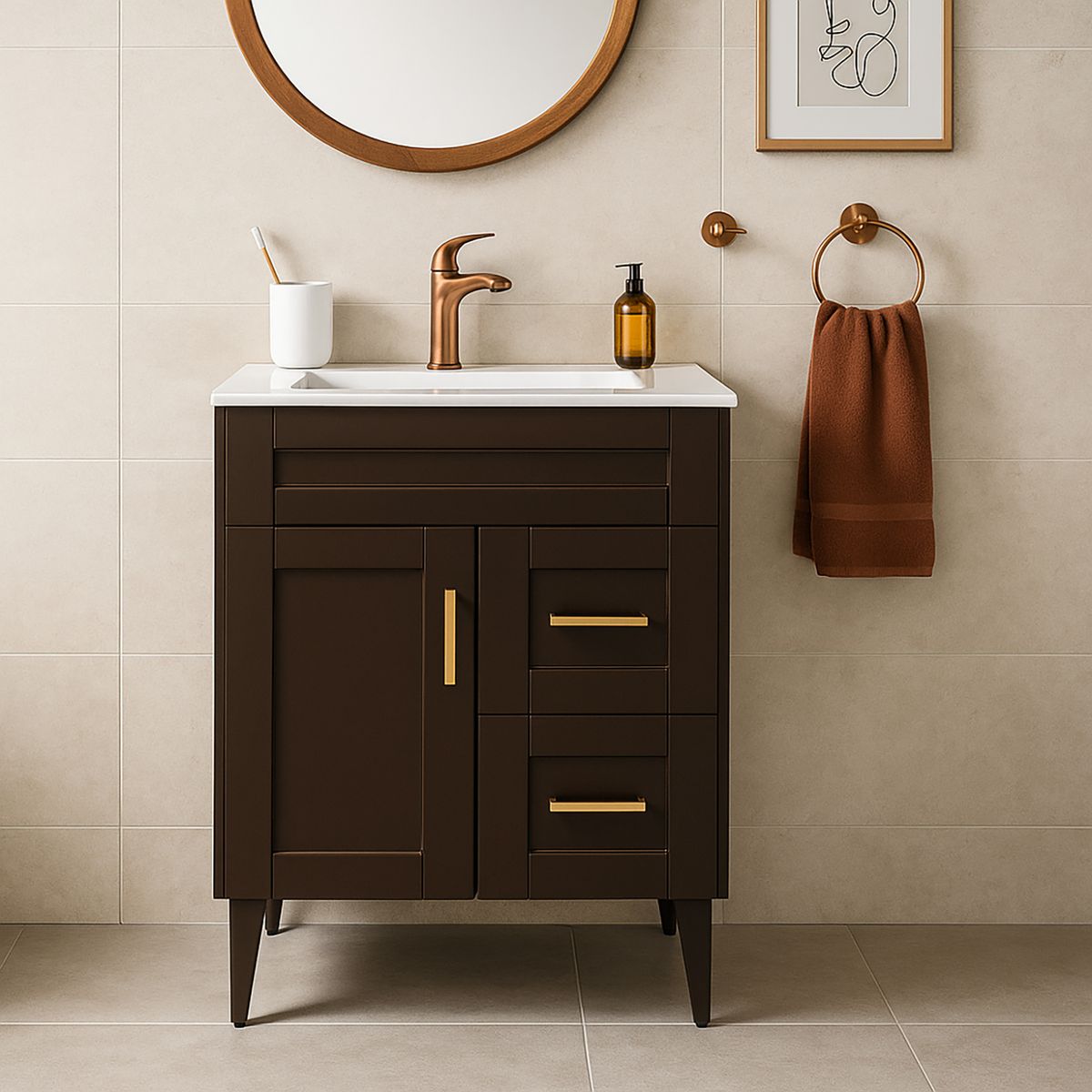 DOMSA - Mueble vanitorio deluxe 70 cm café (sin cubierta)