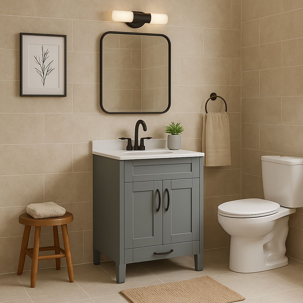 DOMSA - Mueble vanitorio deluxe 50 cm gris (sin cubierta)