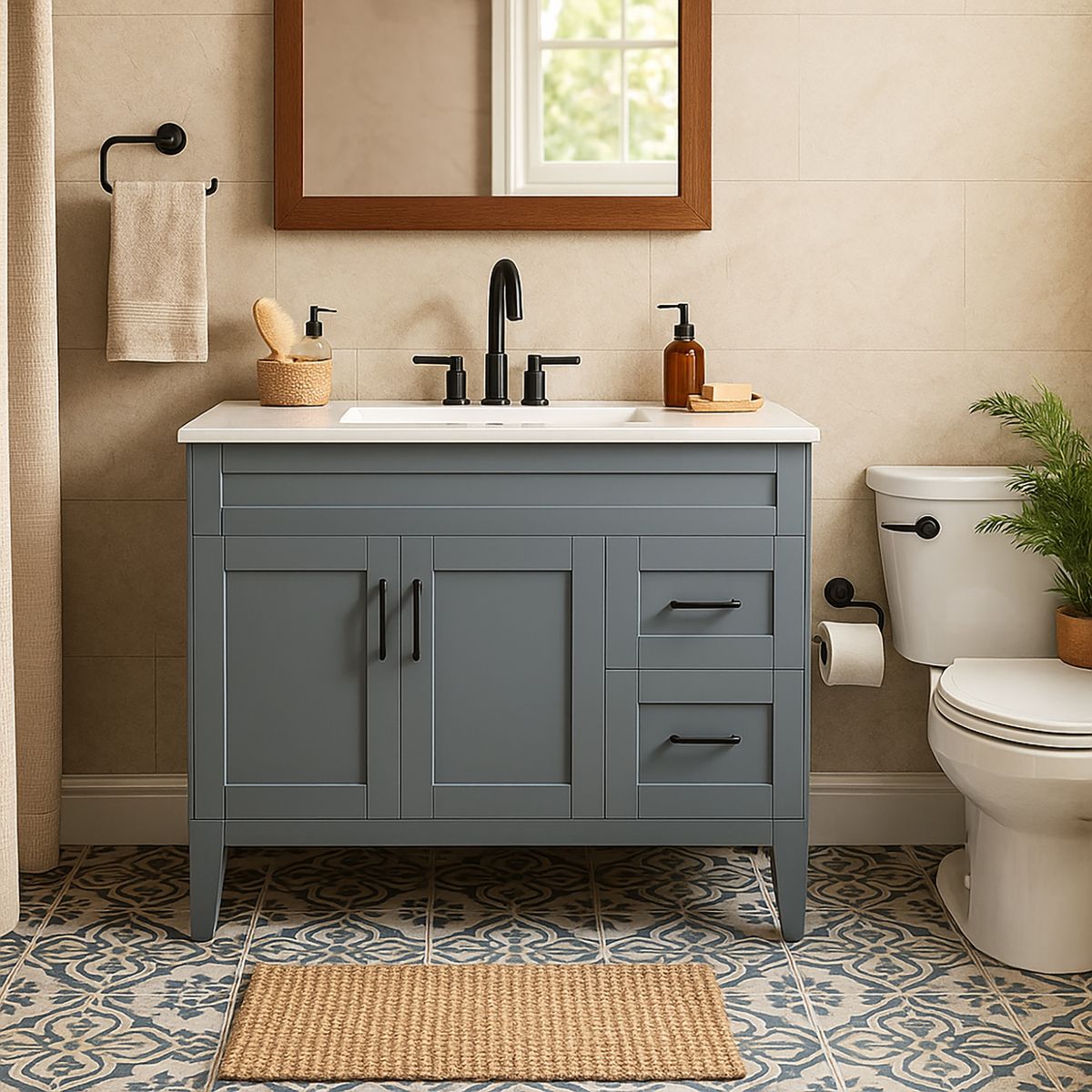 DOMSA - Mueble vanitorio deluxe 120 cm gris (sin cubierta)