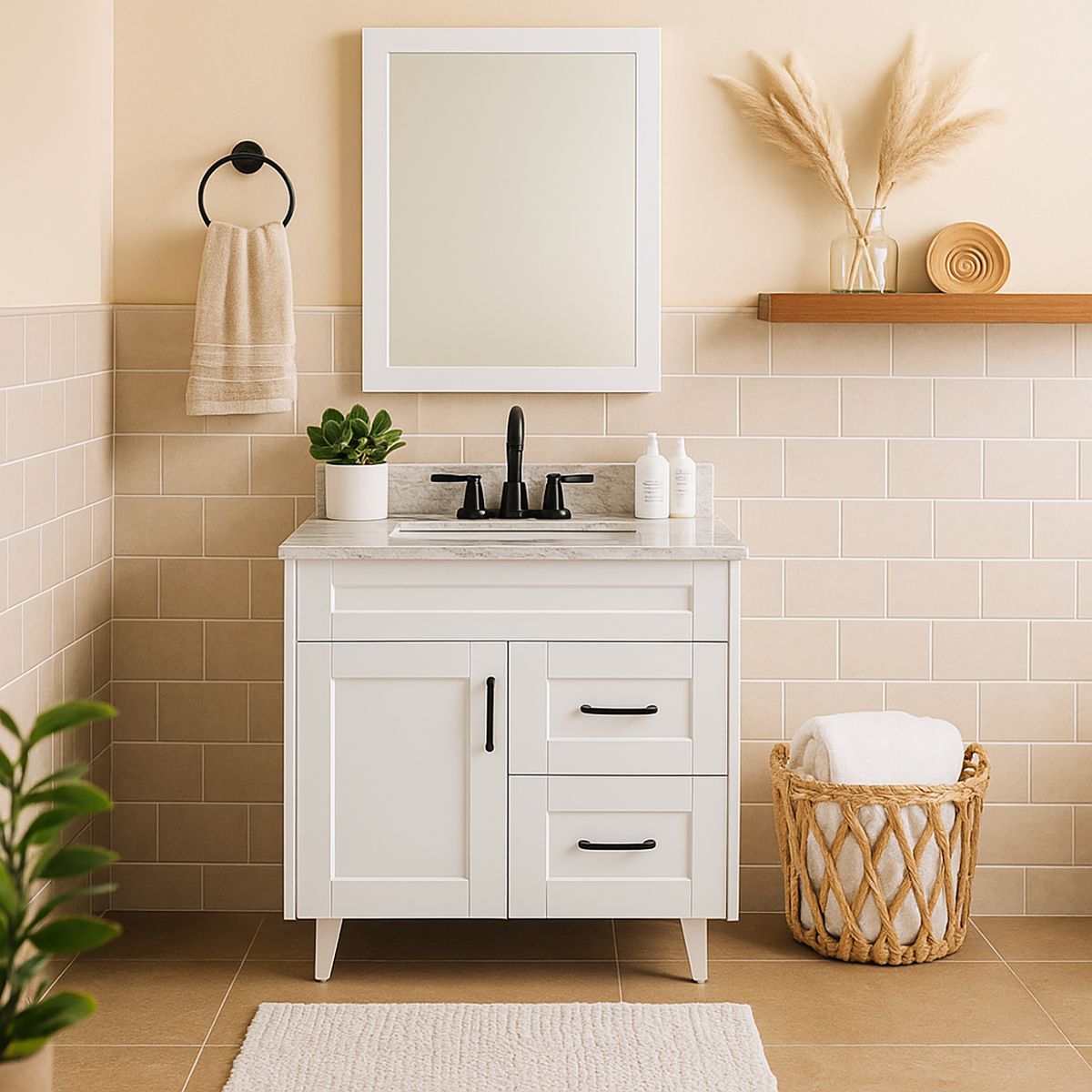 DOMSA - Mueble vanitorio deluxe 80 cm blanco (sin cubierta)