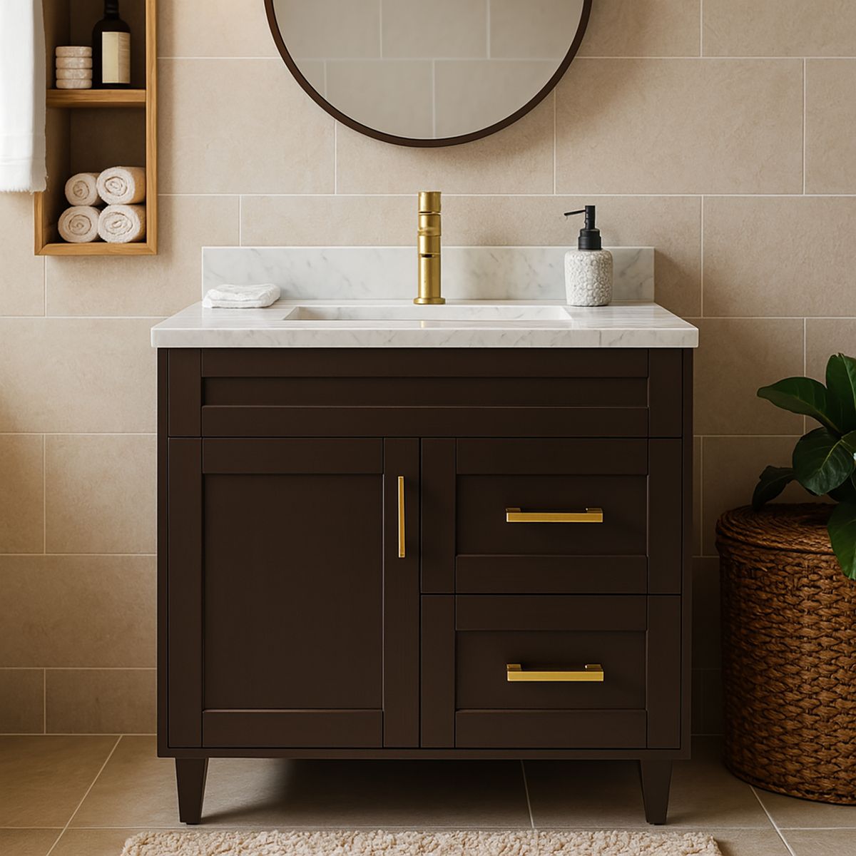 DOMSA - Mueble vanitorio deluxe 80 cm café (sin cubierta)