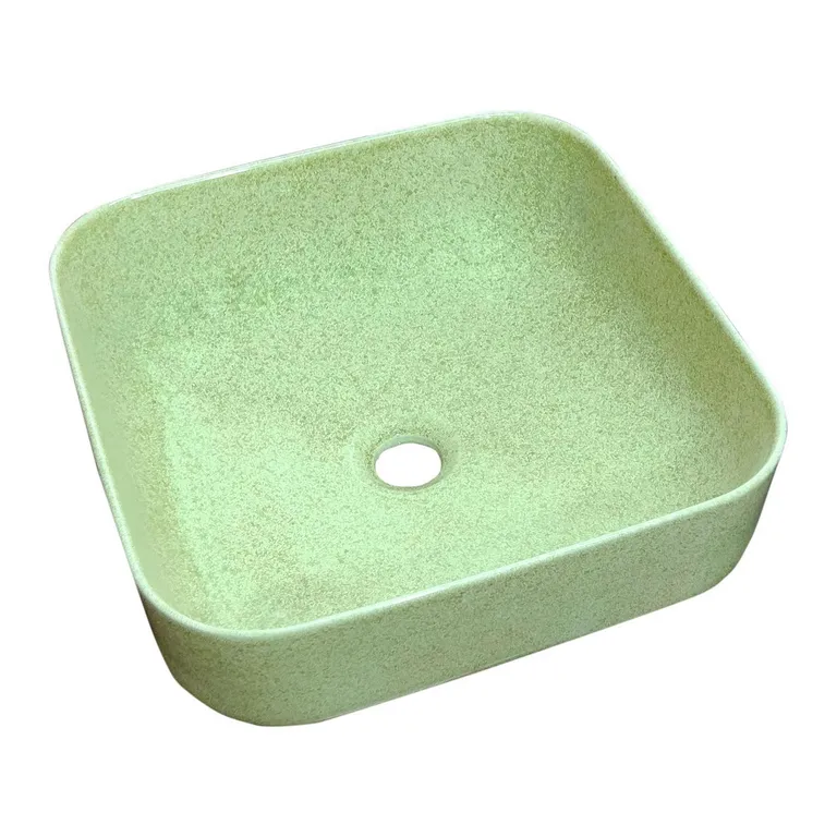 Lavamanos Sobrepuesto Forma Cuadrada Loza 40x15x40 cm Verde