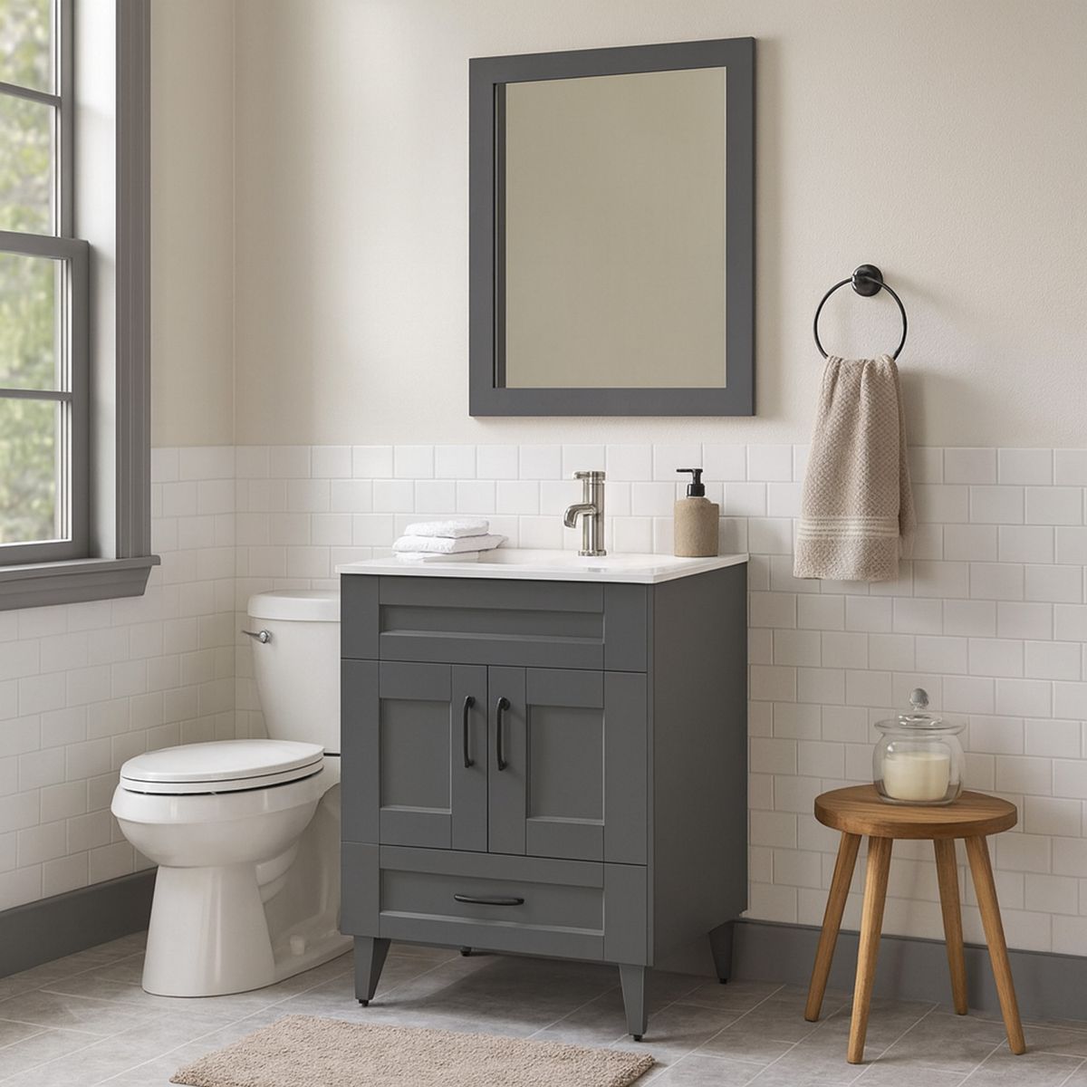 DOMSA - Mueble vanitorio deluxe b60 cm gris (sin cubierta)