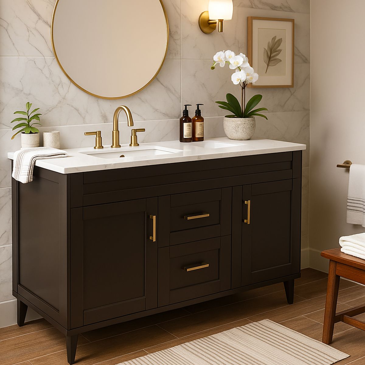 DOMSA - Mueble vanitorio deluxe d 120 cm café (sin cubierta)