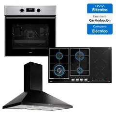 TEKA - Combo Horno Electrico+Encimera Mixta+Campana Decorativa 90 Negra